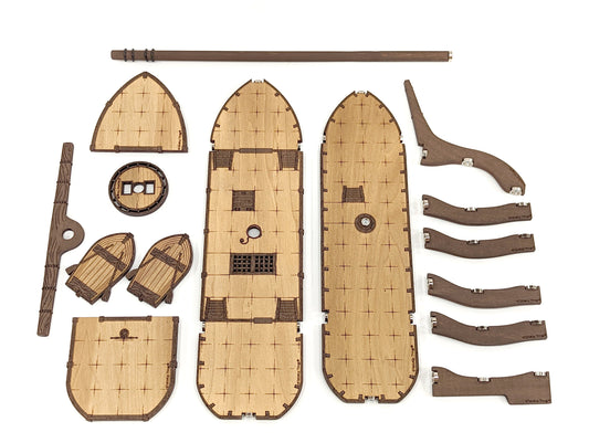 Magnetic Sailing Ship with Mast, Yard Arm, Sail and Crows Nest for TTRPGs like D&D, Pathfinder, Daggerheart | Painted, Ready for Use