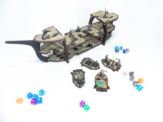 Magnetic Ghost Sailing Ship for TTRPGs like D&D, Pathfinder, Daggerheart | Painted, Ready for Use