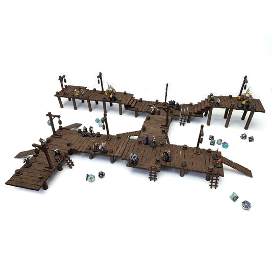 Very Rare Dock Terrain Bundle for TTRPGs | 6" Grid System, Height Adjustable | Docks, Gangplanks, Ladders and Street Lamps | D&D, Pathfinder