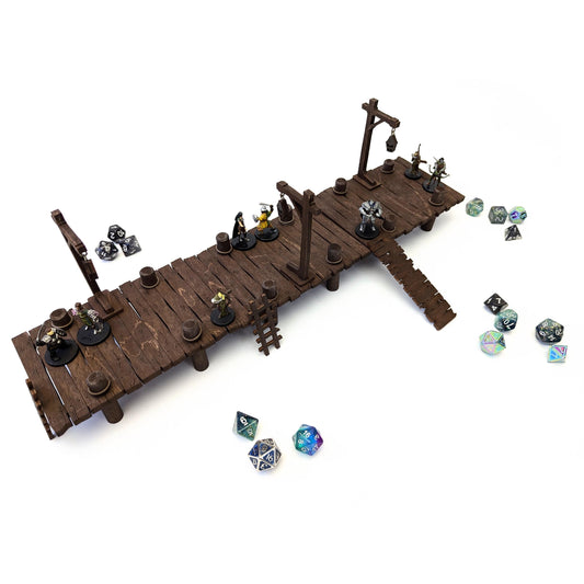 Common Dock Terrain Bundle for TTRPGs | 6" Grid System, Height Adjustable | Docks, Gangplanks, Ladders and Street Lamps | D&D, Pathfinder