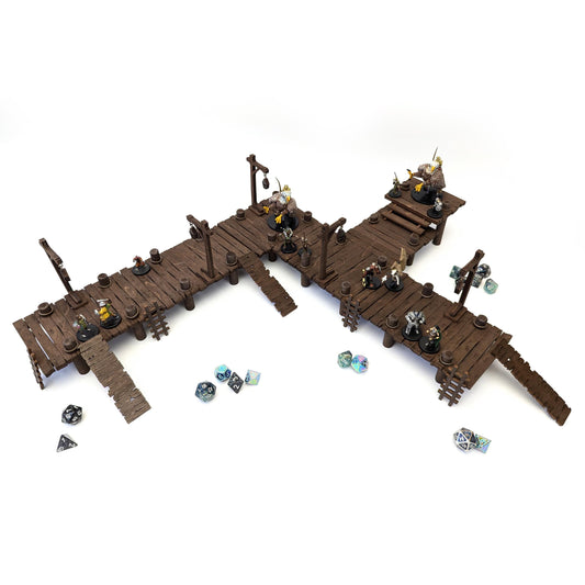 Rare Dock Terrain Bundle for TTRPGs | 6" Grid System, Height Adjustable | Docks, Gangplanks, Ladders and Street Lamps | D&D, Pathfinder