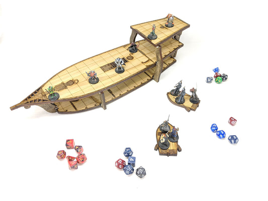 Magnetic Brigantine Ship for TTRPGs like D&D, Pathfinder, Daggerheart | Painted, Ready for Use