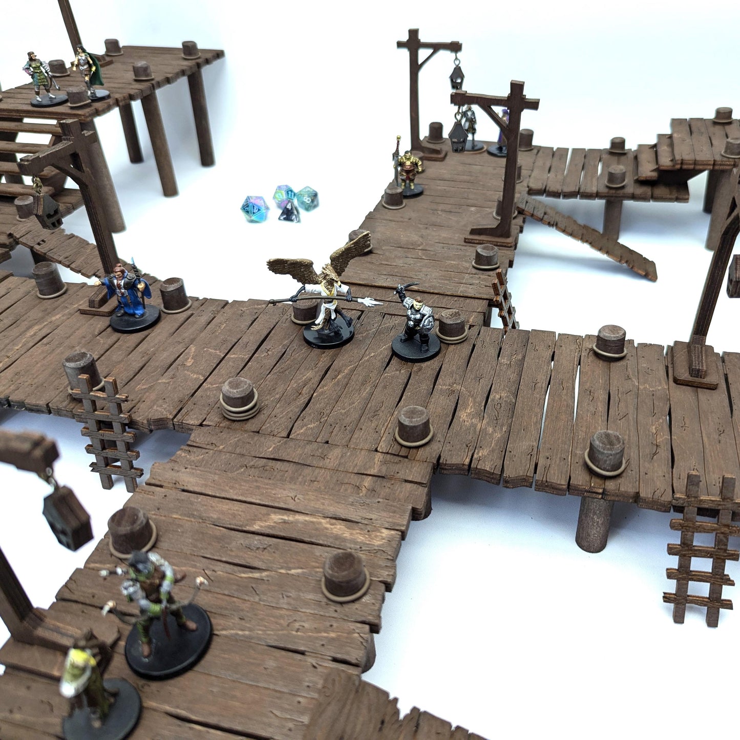 Legendary Dock Terrain Bundle for TTRPGs | 6" Grid System, Height Adjustable | Docks, Gangplanks, Ladders and Street Lamps | D&D, Pathfinder