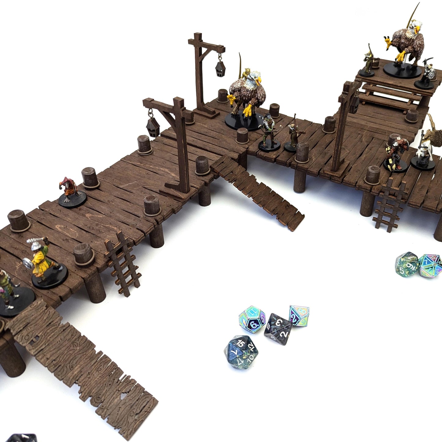 Rare Dock Terrain Bundle for TTRPGs | 6" Grid System, Height Adjustable | Docks, Gangplanks, Ladders and Street Lamps | D&D, Pathfinder