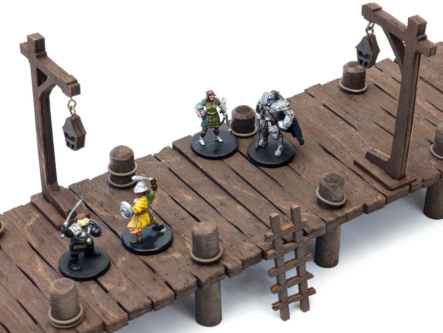 Common Dock Terrain Bundle for TTRPGs | 6" Grid System, Height Adjustable | Docks, Gangplanks, Ladders and Street Lamps | D&D, Pathfinder