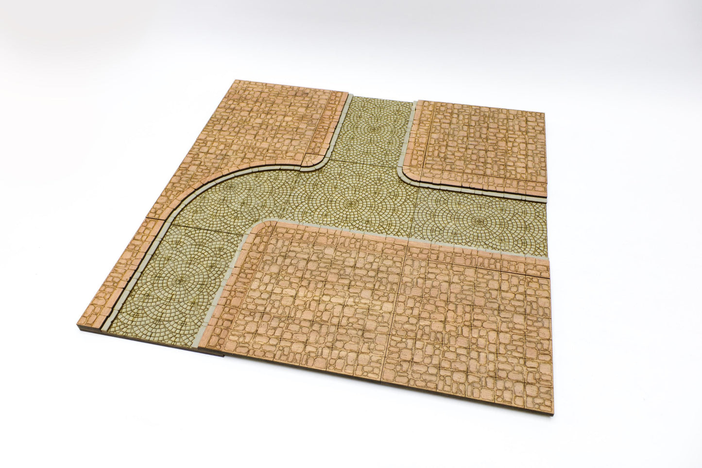Upper City Streets Dungeon Tile Bundle | Starter Set | Wooden Tiles | Finished, Ready for Use | Modular | for TTRPGs like D&D, Pathfinder