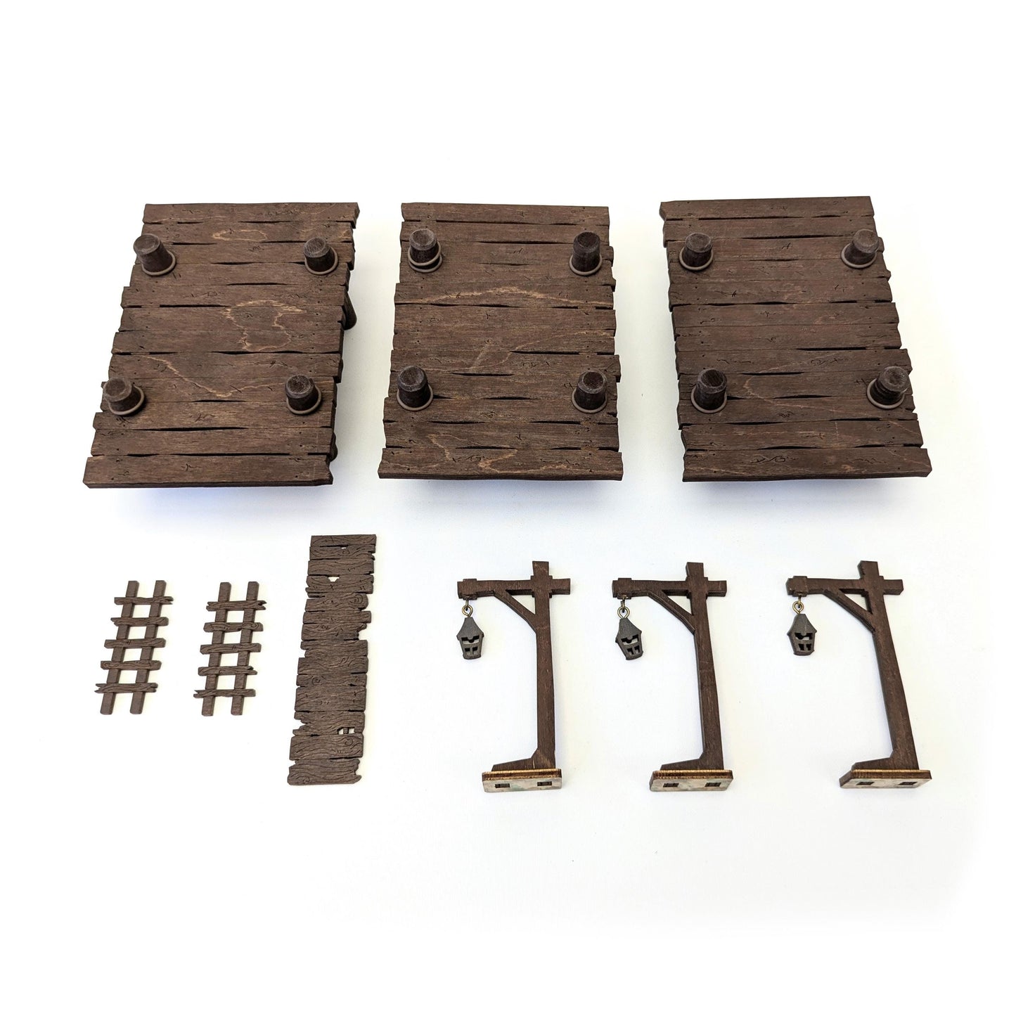Common Dock Terrain Bundle for TTRPGs | 6" Grid System, Height Adjustable | Docks, Gangplanks, Ladders and Street Lamps | D&D, Pathfinder