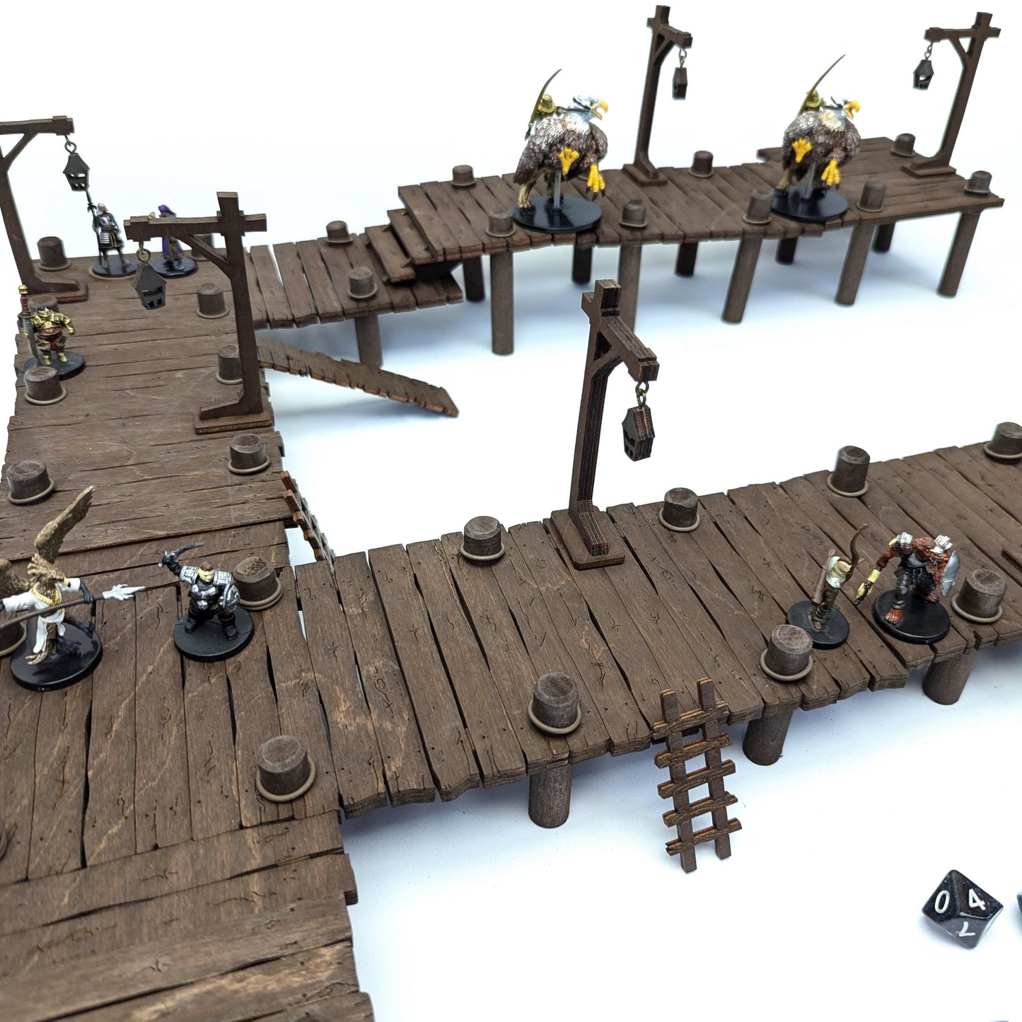 Legendary Dock Terrain Bundle for TTRPGs | 6" Grid System, Height Adjustable | Docks, Gangplanks, Ladders and Street Lamps | D&D, Pathfinder