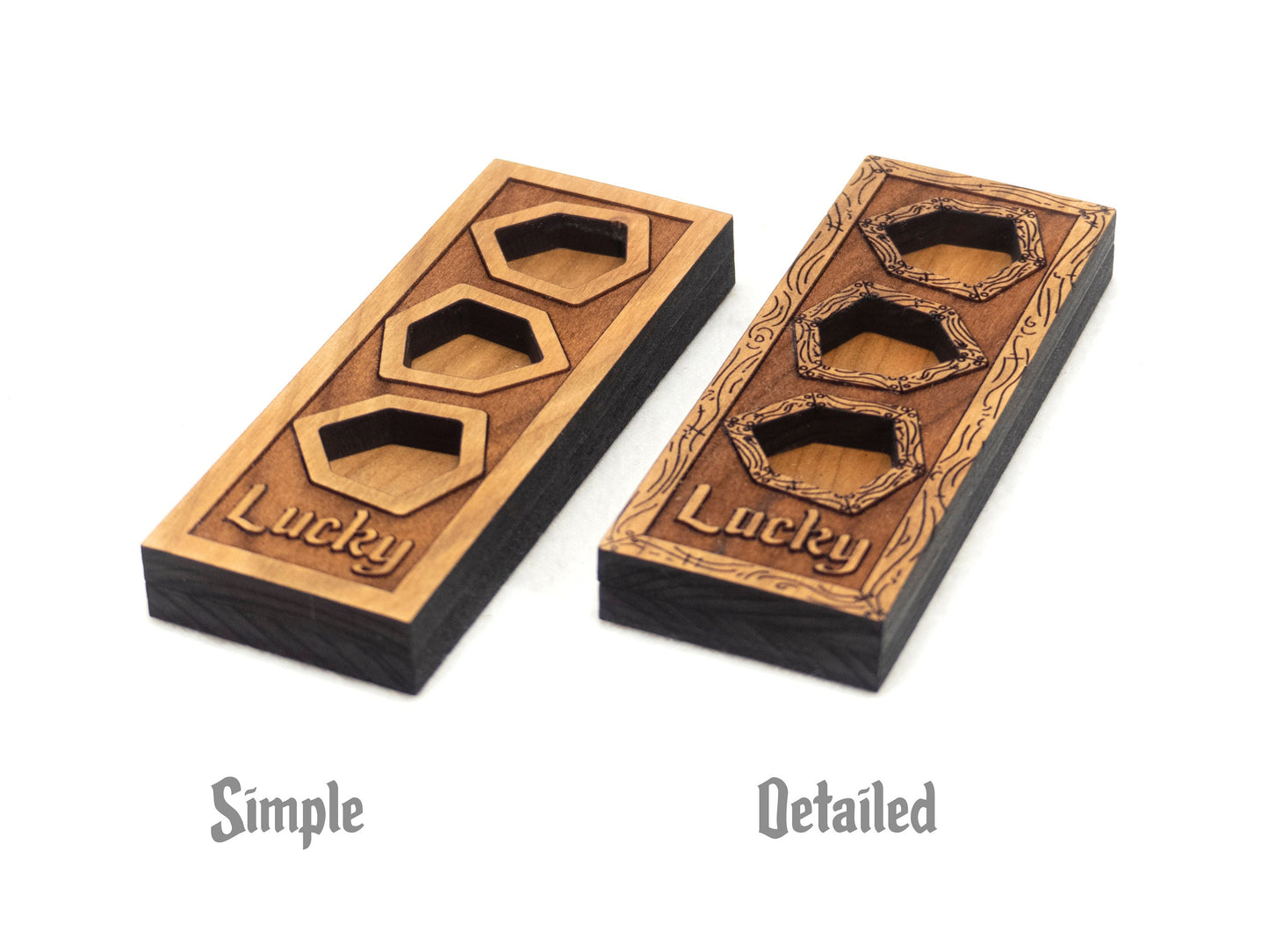 Luck Point Dice Tracker // For Lucky Feat in D&D 5E // Finished Solid Wood // Holds Three d20 Dice