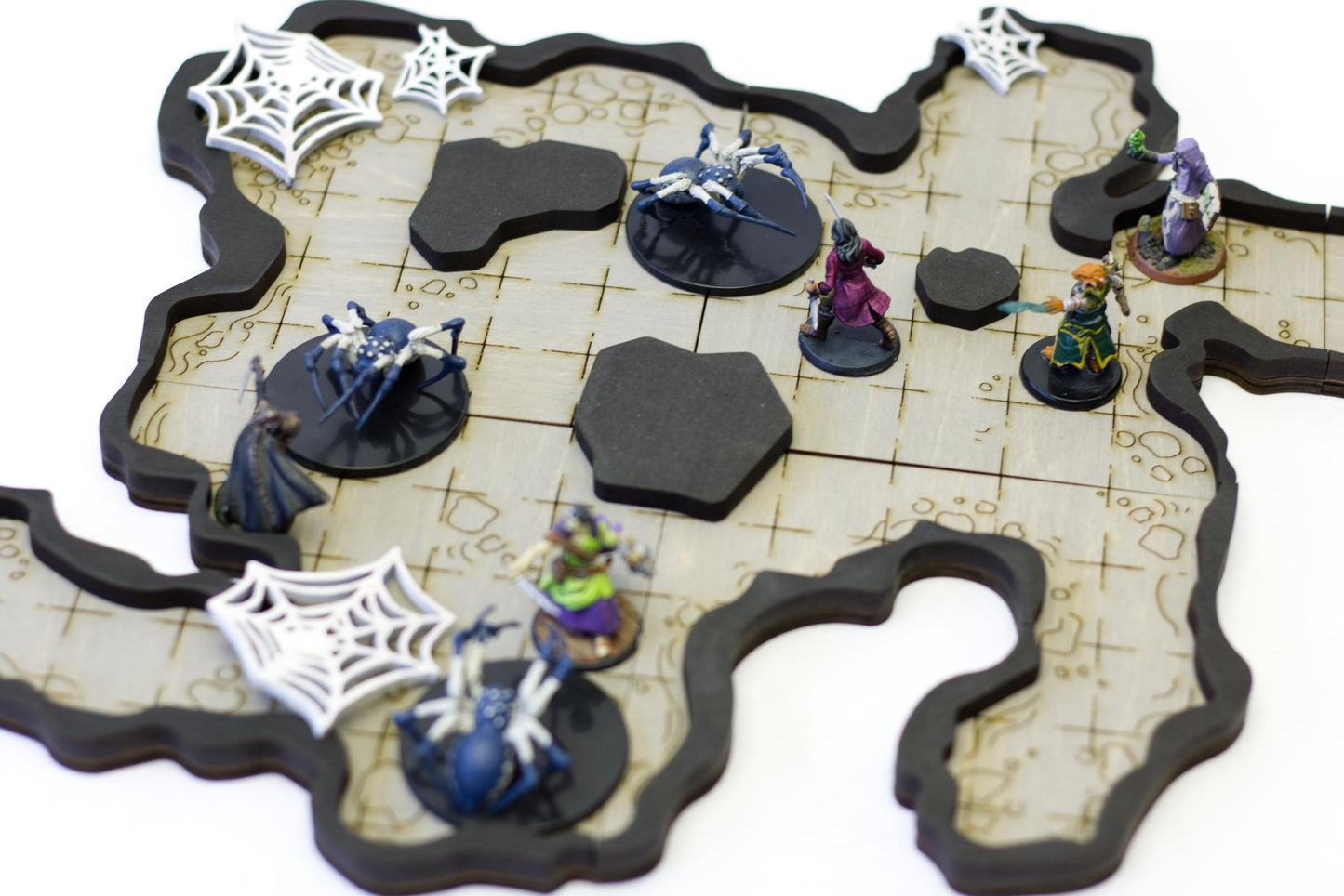 Caverns Dungeon Tile Bundle | Starter Set | Wooden Dungeon Tiles | Finished, Ready for Use | Modular | for TTRPGs like D&D, Pathfinder