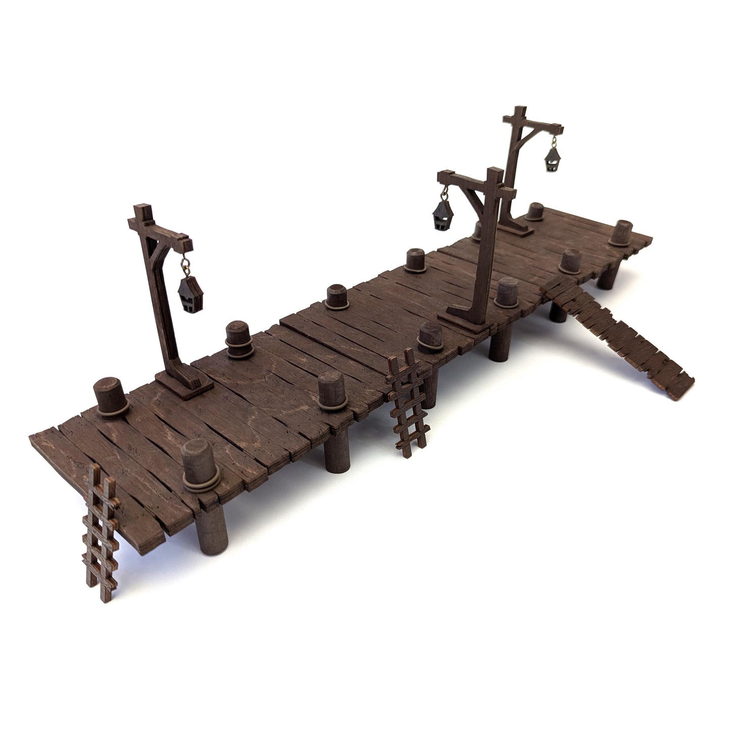 Common Dock Terrain Bundle for TTRPGs | 6" Grid System, Height Adjustable | Docks, Gangplanks, Ladders and Street Lamps | D&D, Pathfinder