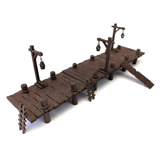 Common Dock Terrain Bundle for TTRPGs | 6" Grid System, Height Adjustable | Docks, Gangplanks, Ladders and Street Lamps | D&D, Pathfinder