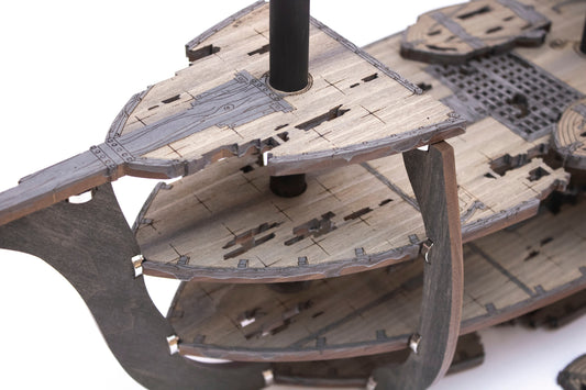 Magnetic Ghost Galleon Ship with Masts, Yard Arms, Sails, Crows Nests for TTRPGs like D&D, Pathfinder, Daggerheart | Painted, Ready for Use