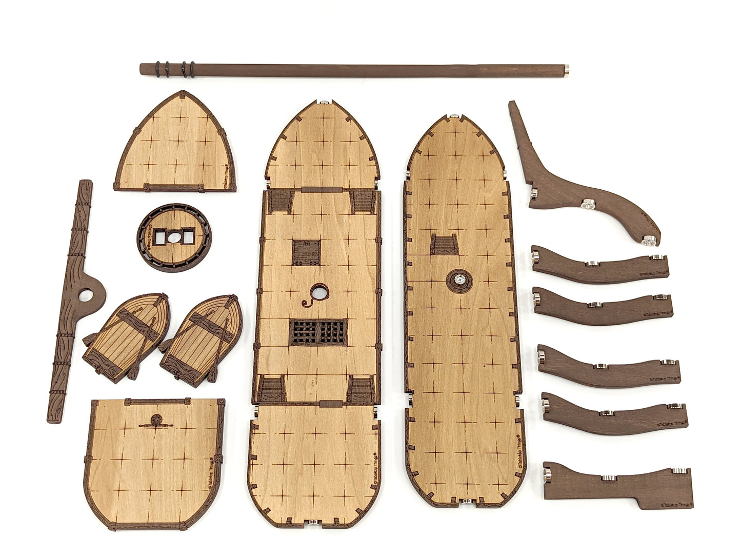 Magnetic Sailing Ship with Mast, Yard Arm, Sail and Crows Nest for TTRPGs like D&D, Pathfinder, Daggerheart | Painted, Ready for Use