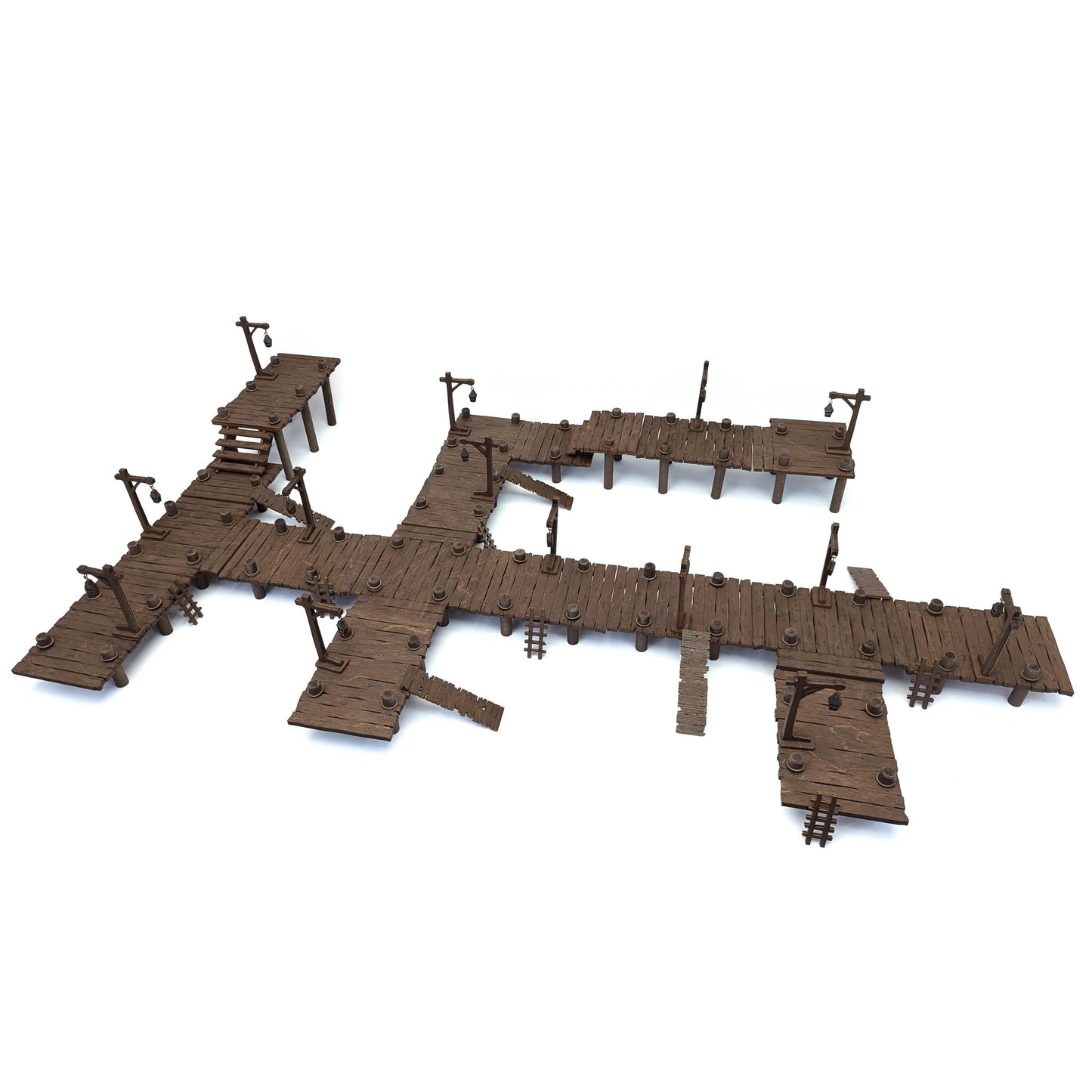 Legendary Dock Terrain Bundle for TTRPGs | 6" Grid System, Height Adjustable | Docks, Gangplanks, Ladders and Street Lamps | D&D, Pathfinder