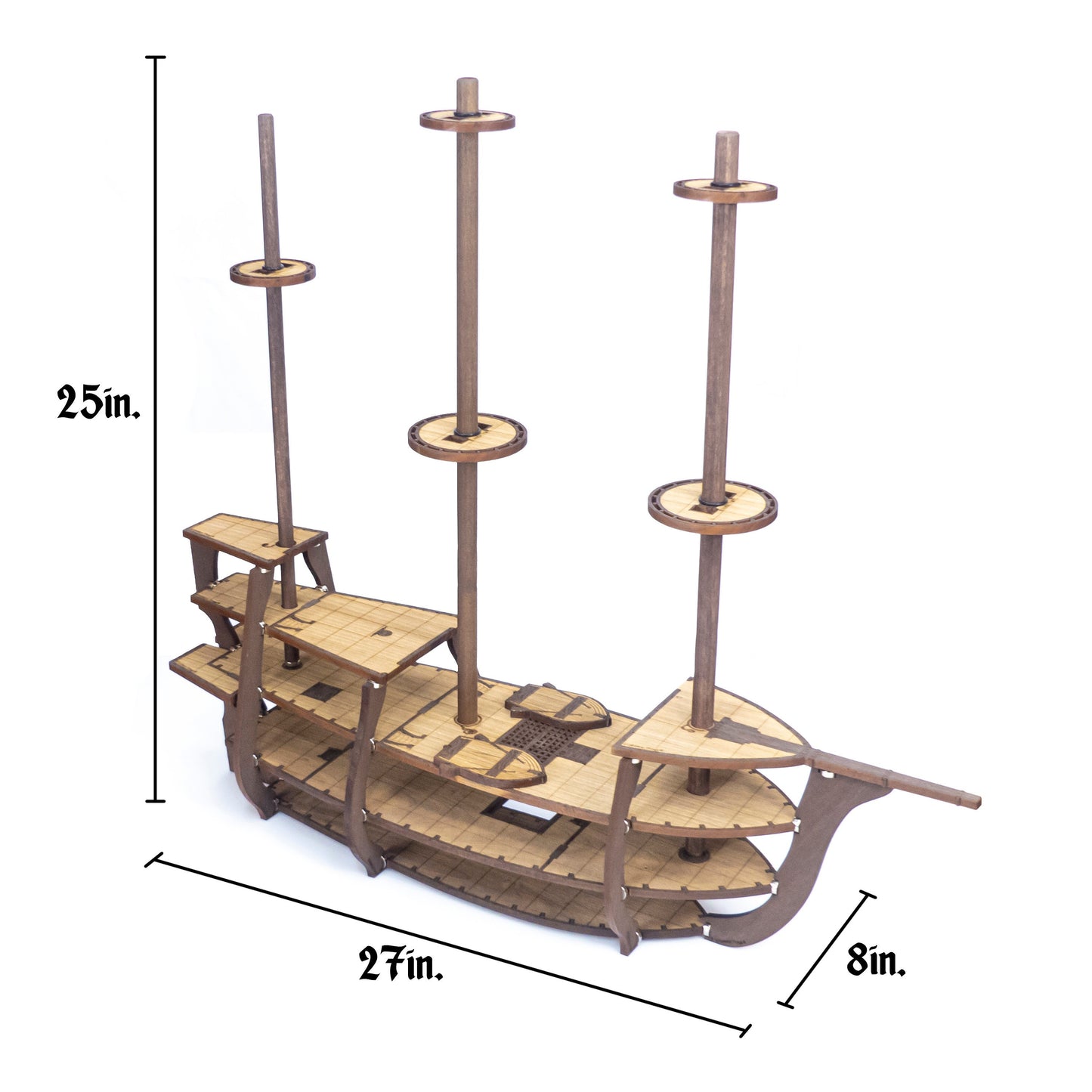 Magnetic Galleon Ship with Masts, Yard Arms, Sails and Crows Nests for TTRPGs like D&D, Pathfinder, Daggerheart | Painted, Ready for Use