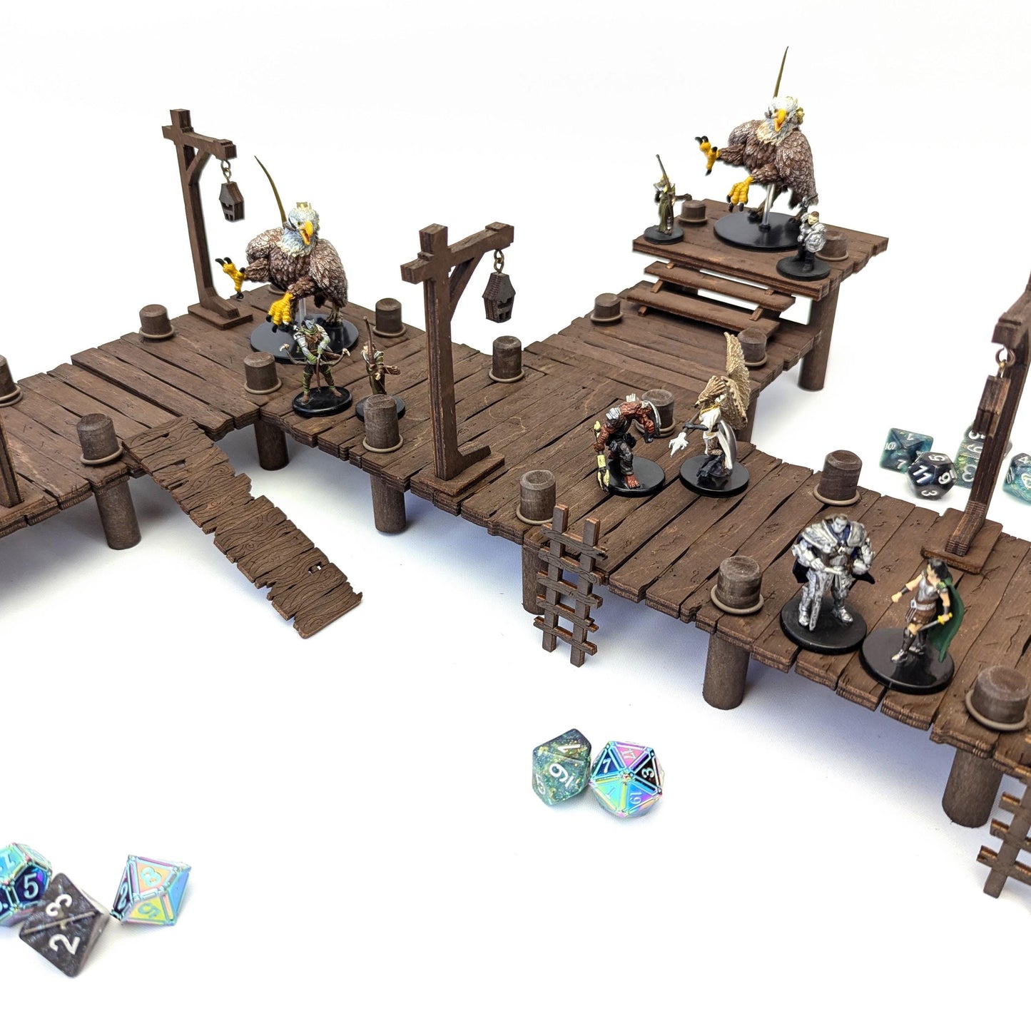 Rare Dock Terrain Bundle for TTRPGs | 6" Grid System, Height Adjustable | Docks, Gangplanks, Ladders and Street Lamps | D&D, Pathfinder