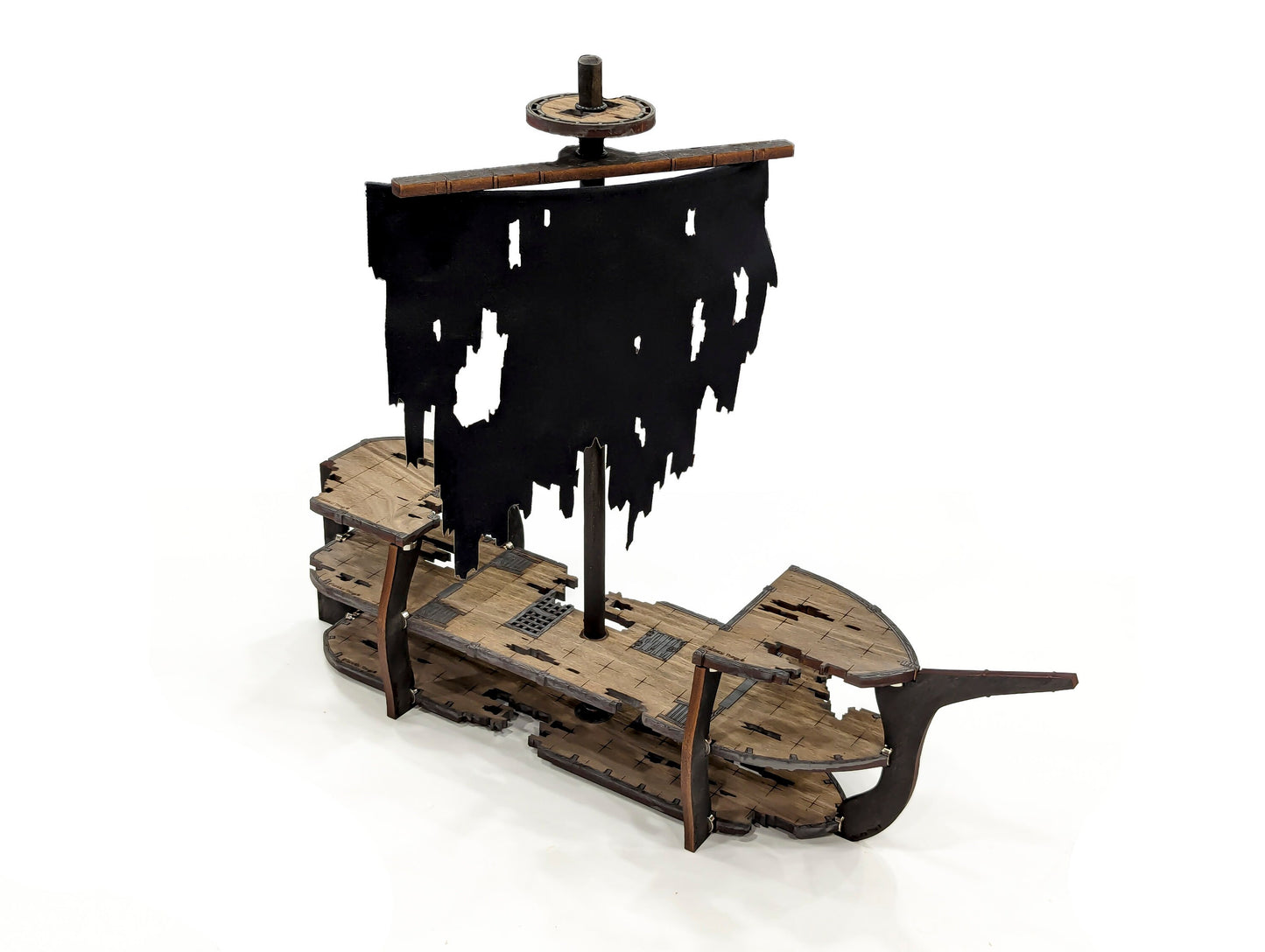 Magnetic Ghost Sailing Ship with Mast, Yard Arm, Sail and Crows Nest for TTRPGs like D&D, Pathfinder, Daggerheart | Painted, Ready for Use