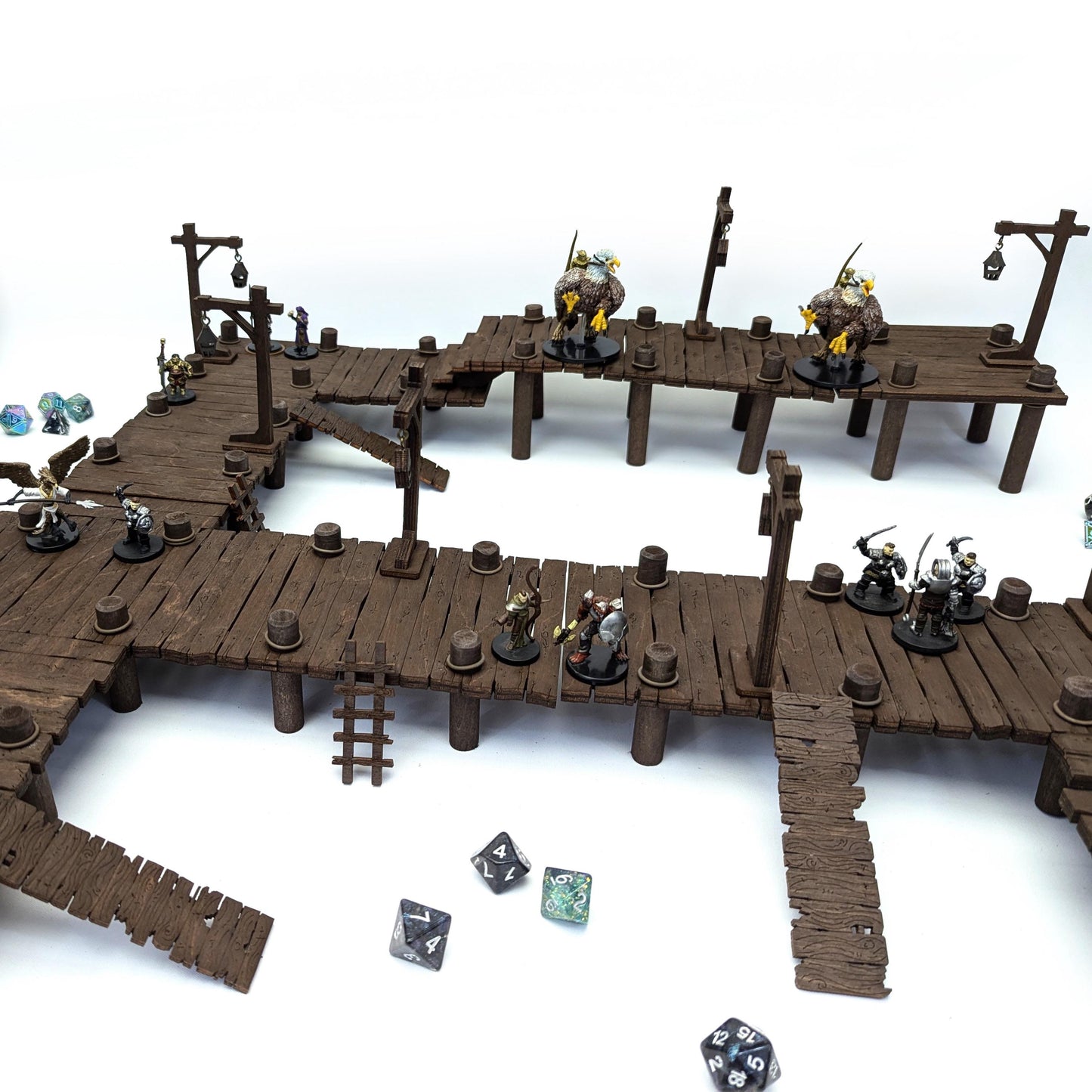 Legendary Dock Terrain Bundle for TTRPGs | 6" Grid System, Height Adjustable | Docks, Gangplanks, Ladders and Street Lamps | D&D, Pathfinder
