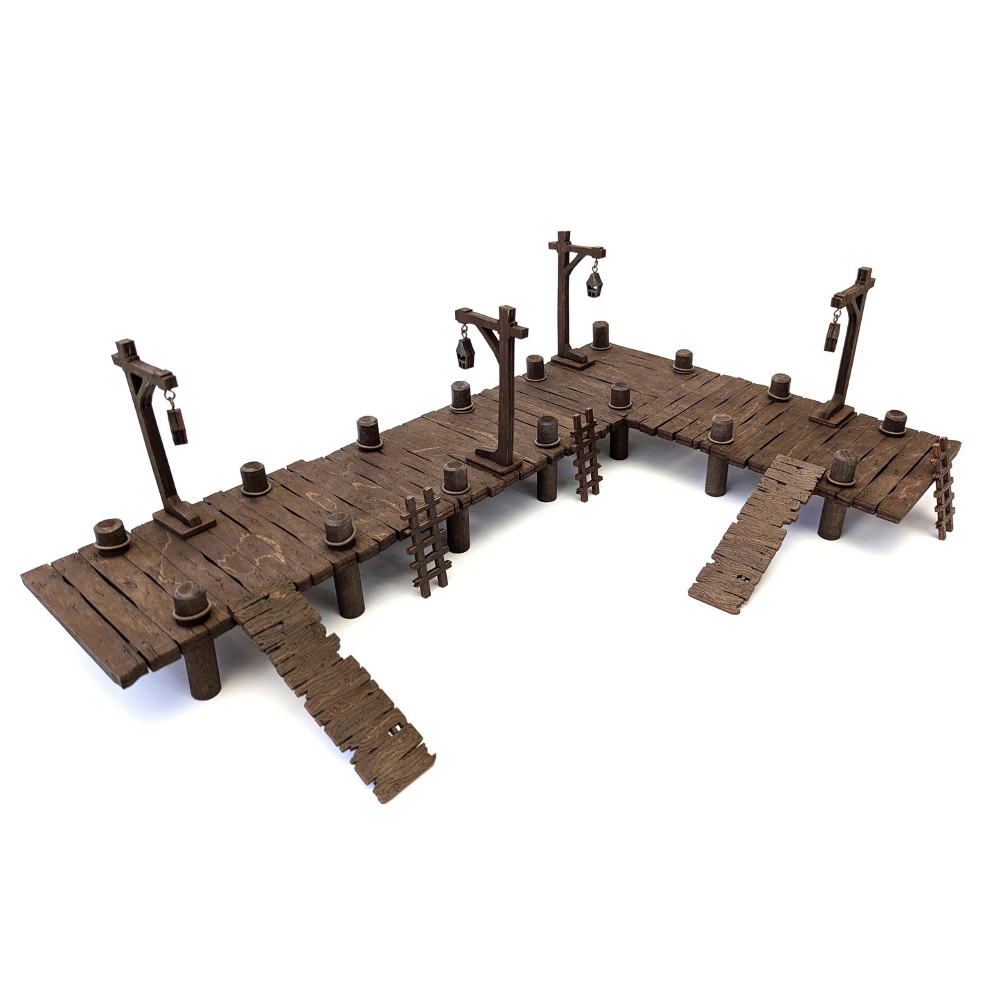 Uncommon Dock Terrain Bundle for TTRPGs | 6" Grid System, Height Adjustable | Docks, Gangplanks, Ladders and Street Lamps | D&D, Pathfinder
