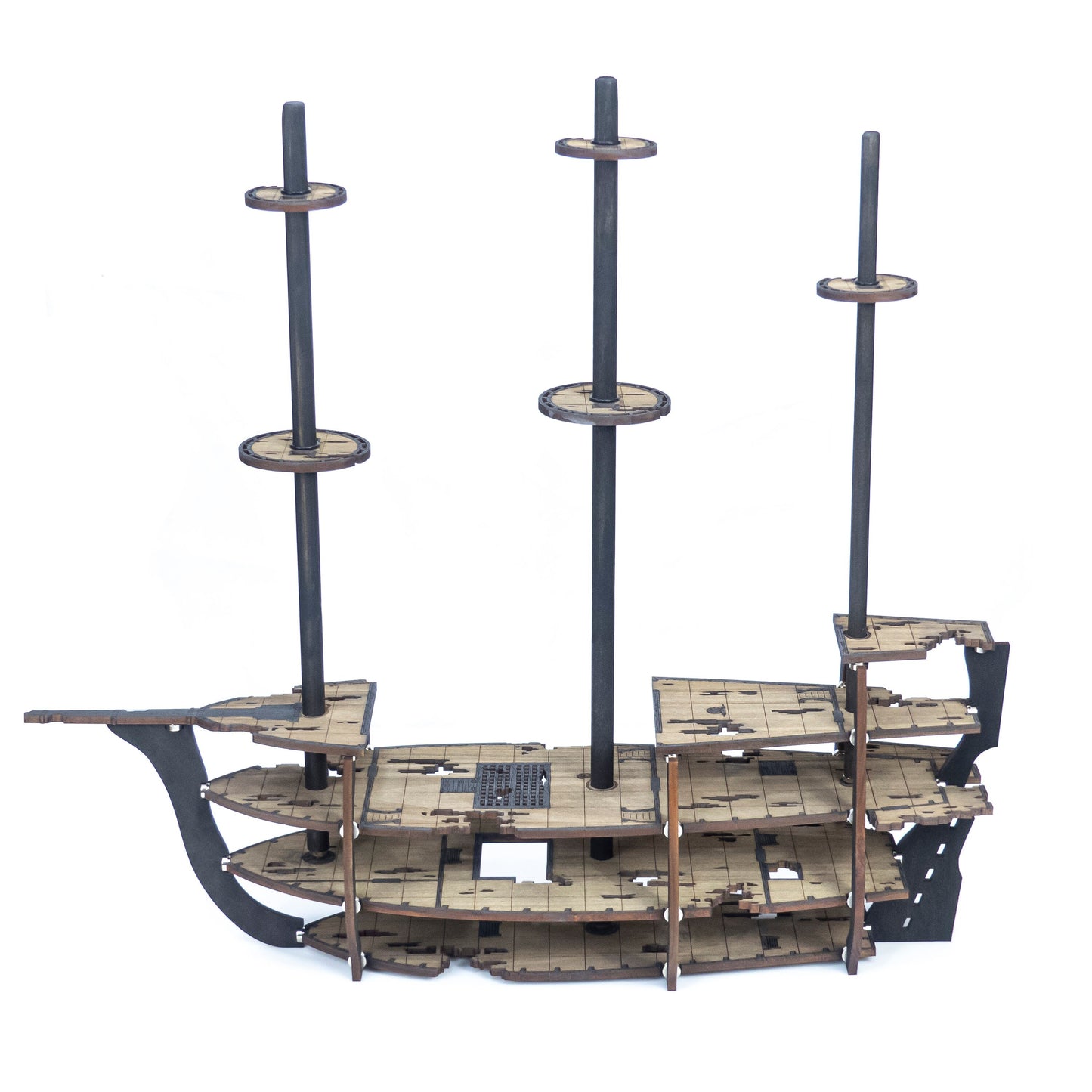 Magnetic Ghost Galleon Ship with Masts, Yard Arms, Sails, Crows Nests for TTRPGs like D&D, Pathfinder, Daggerheart | Painted, Ready for Use