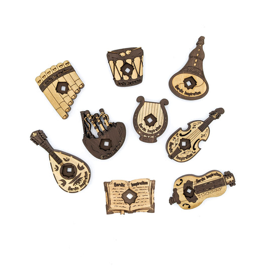 Single Bardic Inspiration Token, Tracker, Cradles a d6, d8, d10 or d12, Scales with Charisma, Layered Solid Finished Wood