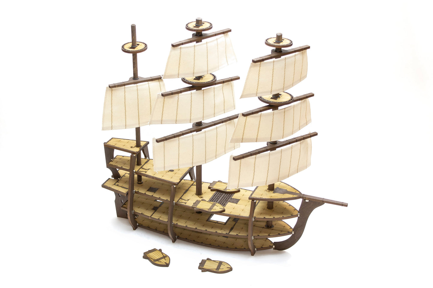 Magnetic Galleon Ship with Masts, Yard Arms, Sails and Crows Nests for TTRPGs like D&D, Pathfinder, Daggerheart | Painted, Ready for Use