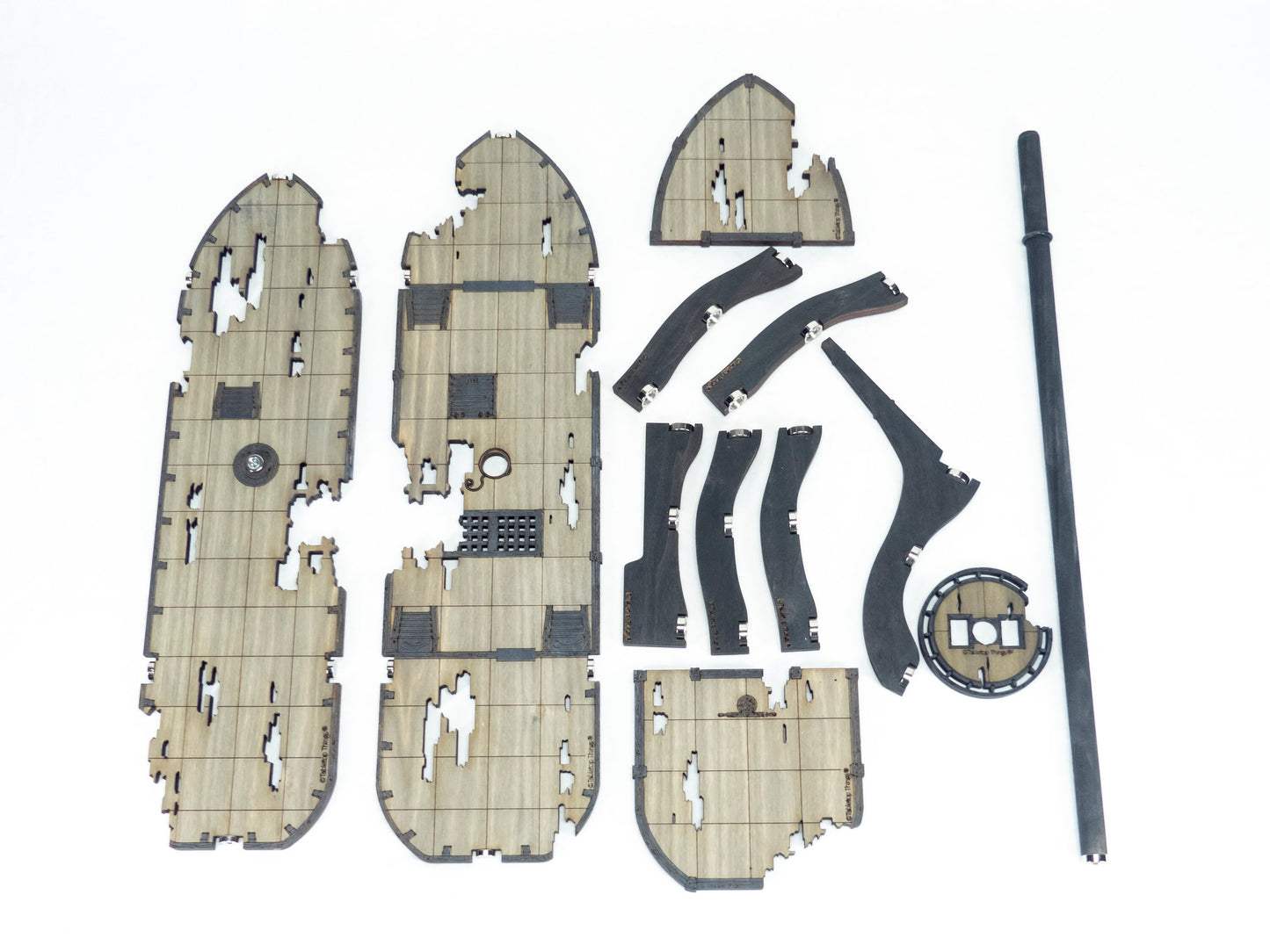 Magnetic Ghost Sailing Ship with Mast, Yard Arm, Sail and Crows Nest for TTRPGs like D&D, Pathfinder, Daggerheart | Painted, Ready for Use