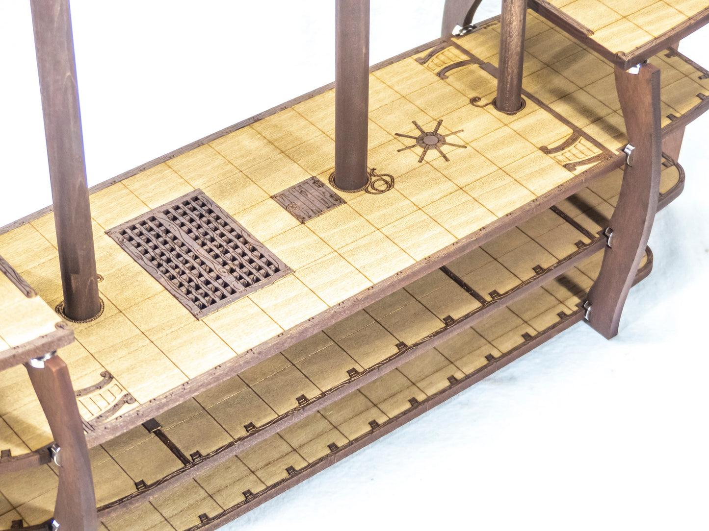 Magnetic Warship with Masts, Yard Arms, Sails and Crows Nests for TTRPGs like D&D, Pathfinder, Daggerheart | Painted, Ready for Use