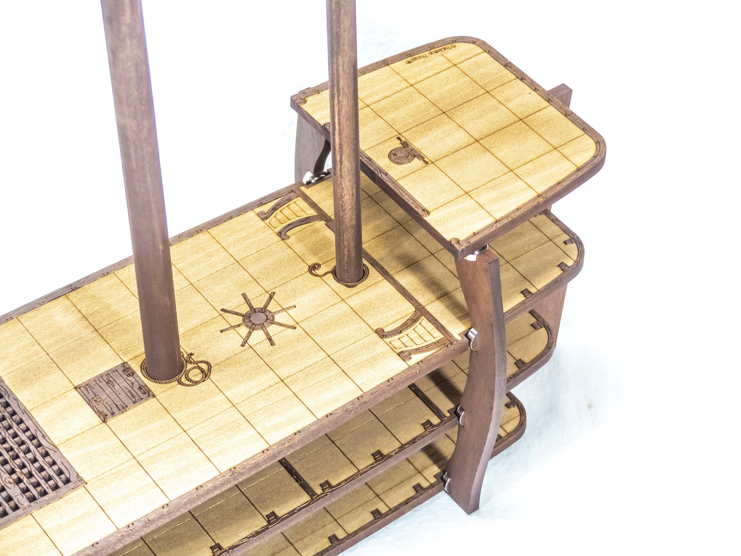 Magnetic Warship with Masts, Yard Arms, Sails and Crows Nests for TTRPGs like D&D, Pathfinder, Daggerheart | Painted, Ready for Use