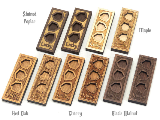 Luck Point Dice Tracker // For Lucky Feat in D&D 5E // Finished Solid Wood // Holds Three d20 Dice
