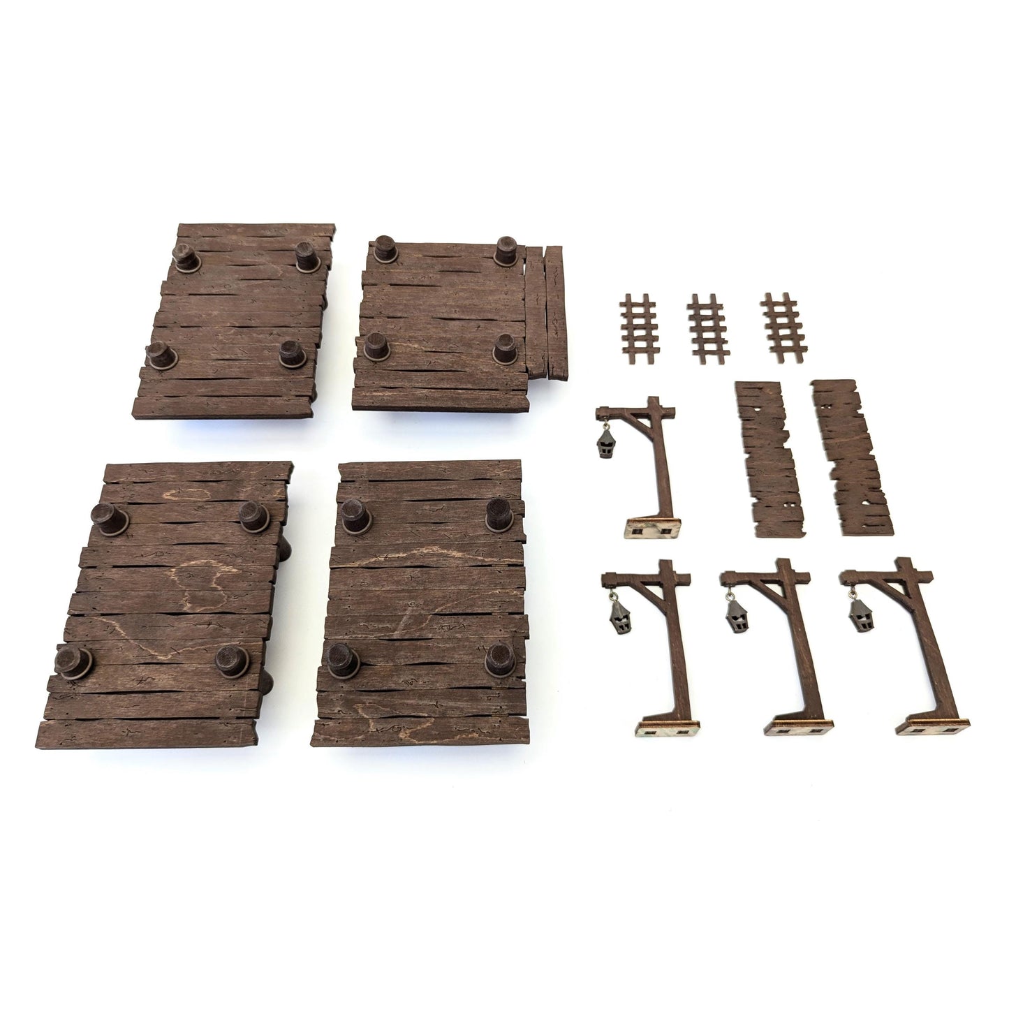 Uncommon Dock Terrain Bundle for TTRPGs | 6" Grid System, Height Adjustable | Docks, Gangplanks, Ladders and Street Lamps | D&D, Pathfinder