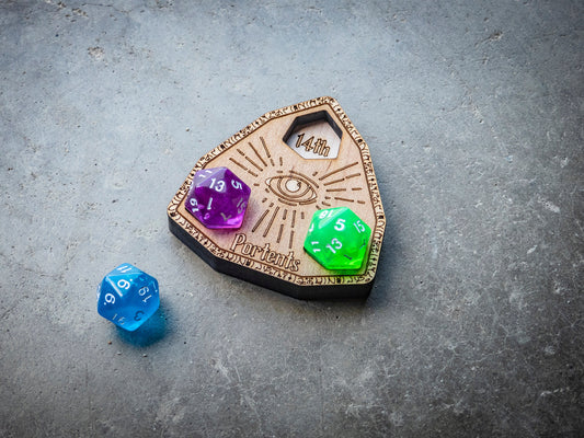 Portent Tracker // For Divination Wizards in D&D 5e // Layers of Solid Wood // Holds 3d20 // Remember Your Portents