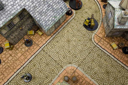 Upper City Streets Dungeon Tile Bundle | Starter Set | Wooden Tiles | Finished, Ready for Use | Modular | for TTRPGs like D&D, Pathfinder