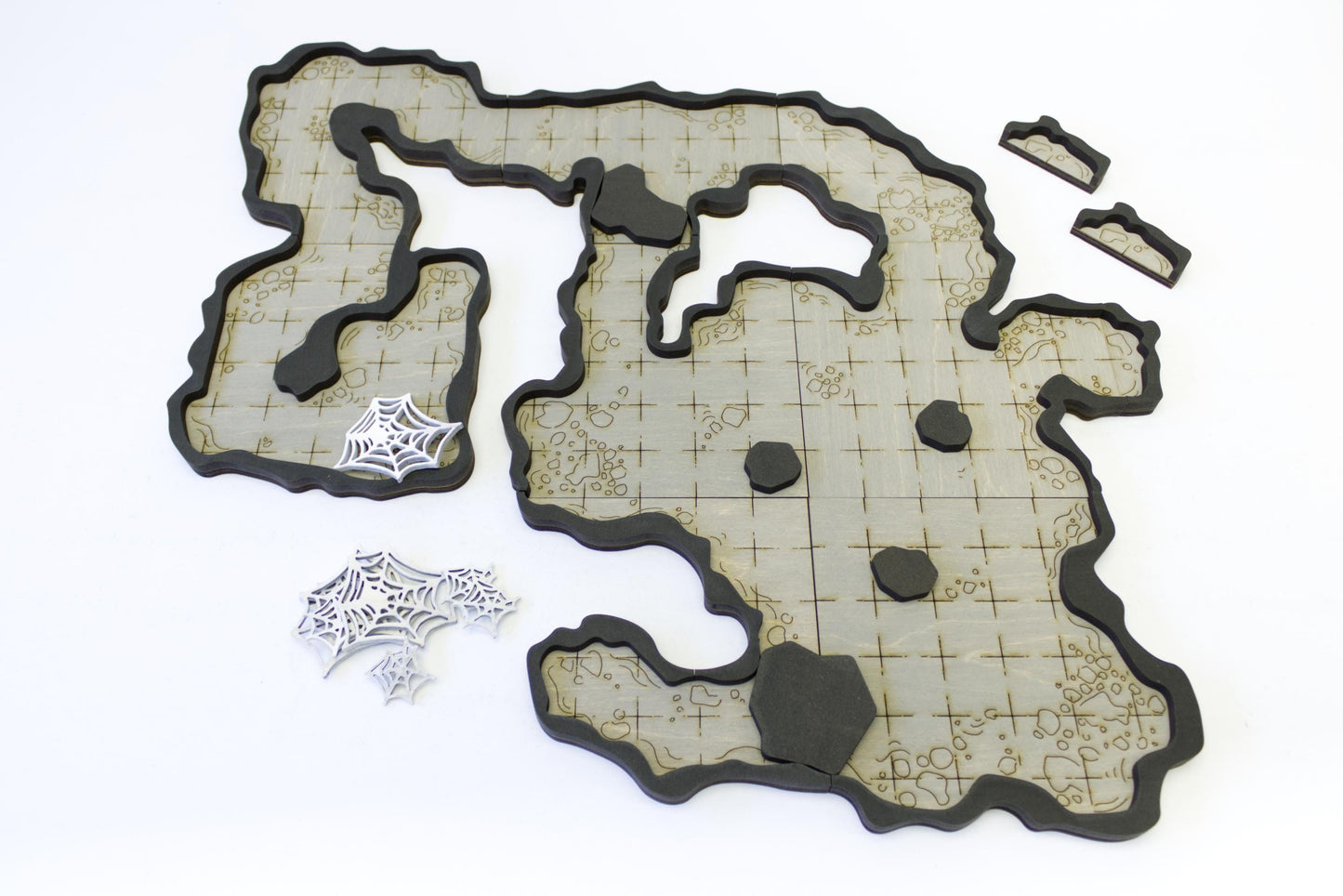 Caverns Dungeon Tile Bundle | Starter Set | Wooden Dungeon Tiles | Finished, Ready for Use | Modular | for TTRPGs like D&D, Pathfinder