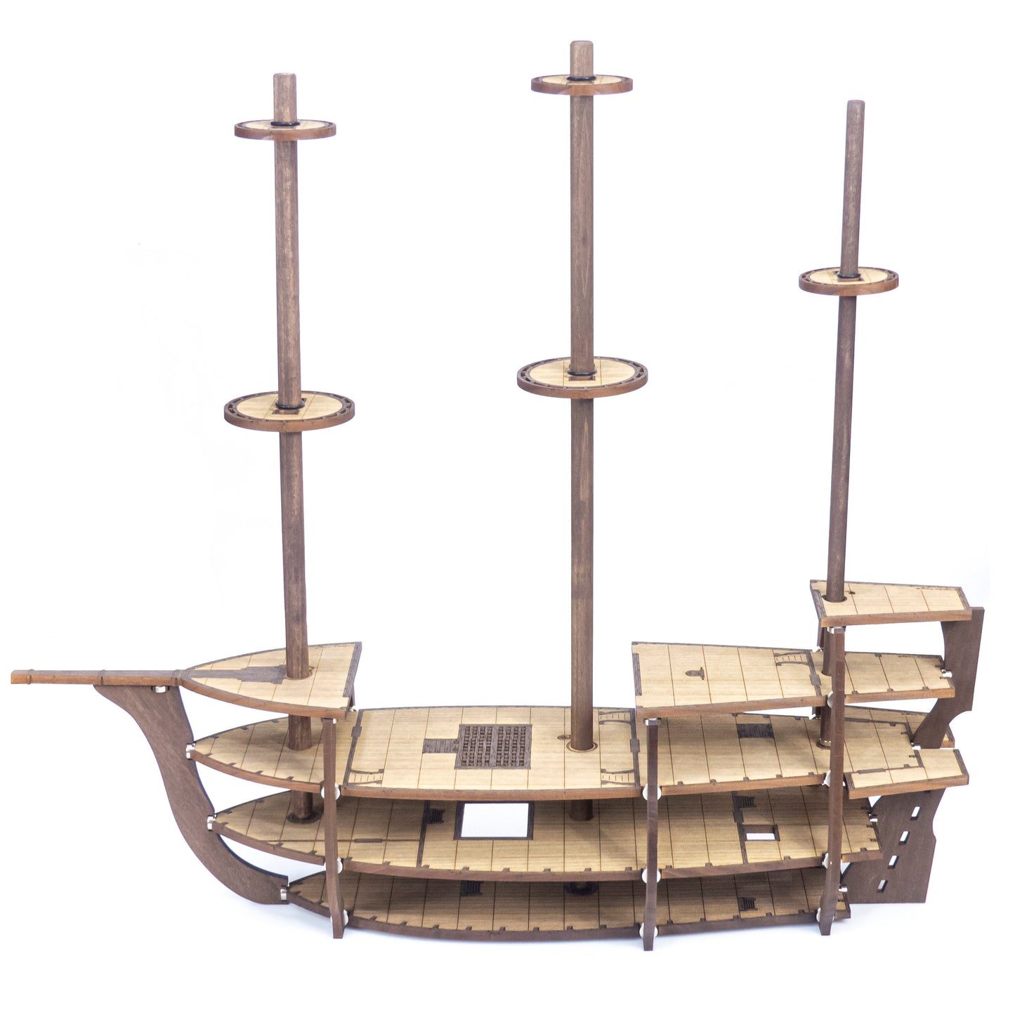 Magnetic Galleon Ship with Masts, Yard Arms, Sails and Crows Nests for TTRPGs like D&D, Pathfinder, Daggerheart | Painted, Ready for Use