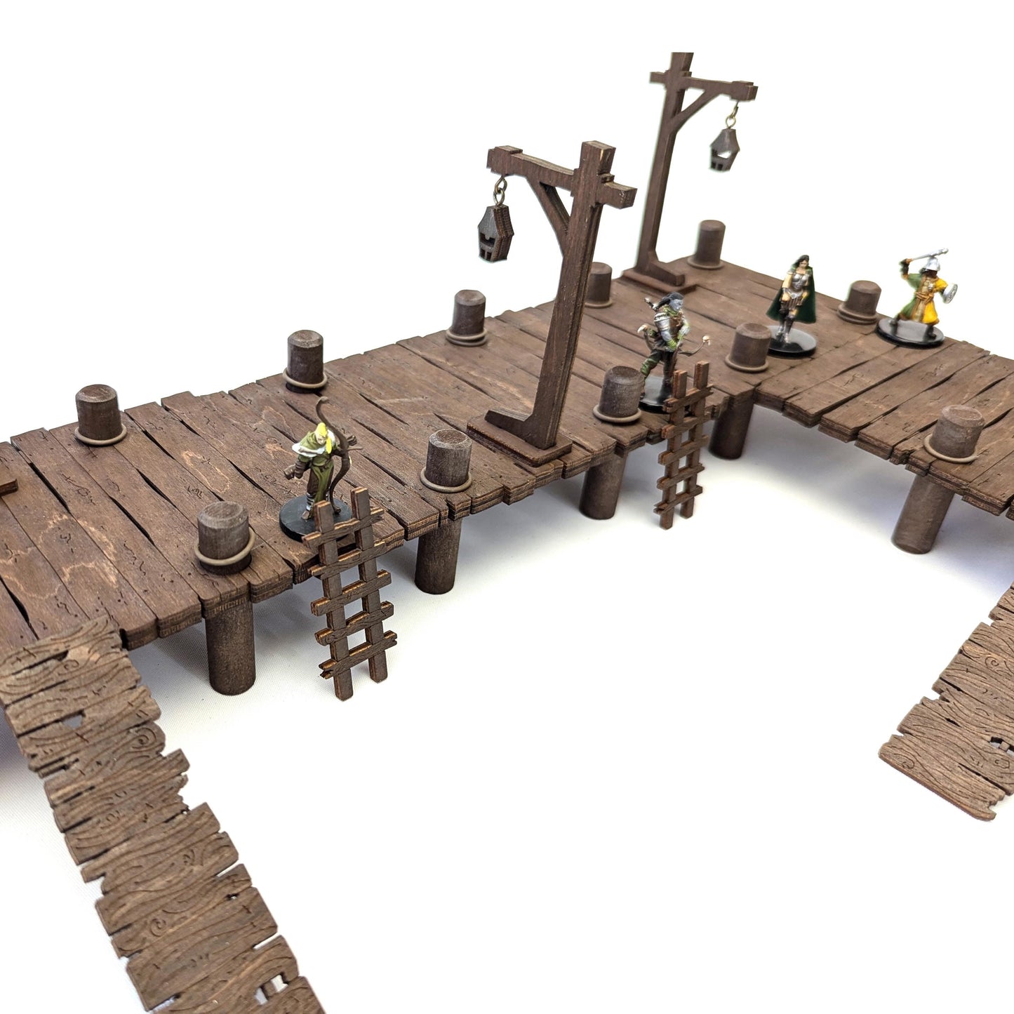 Uncommon Dock Terrain Bundle for TTRPGs | 6" Grid System, Height Adjustable | Docks, Gangplanks, Ladders and Street Lamps | D&D, Pathfinder