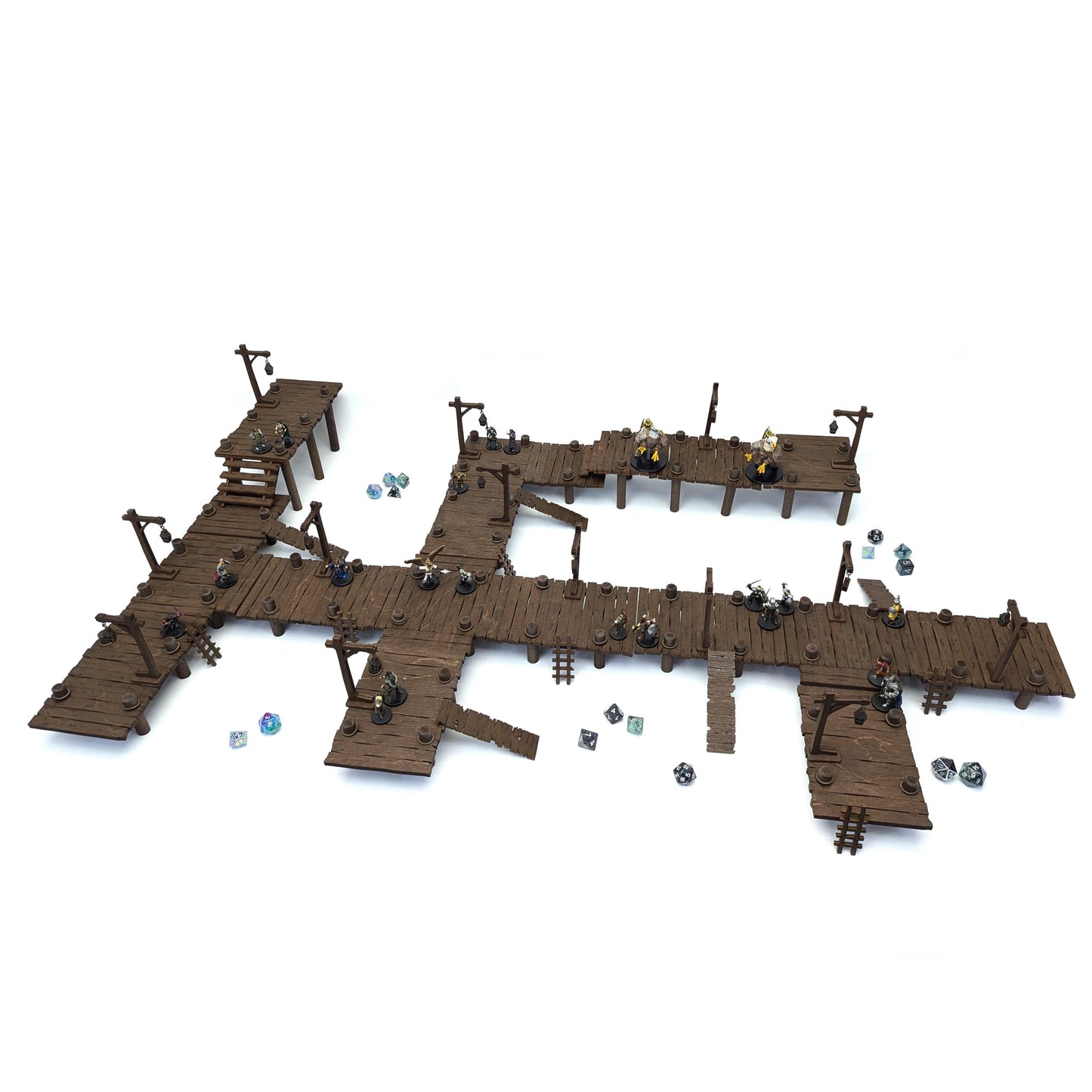 Legendary Dock Terrain Bundle for TTRPGs | 6" Grid System, Height Adjustable | Docks, Gangplanks, Ladders and Street Lamps | D&D, Pathfinder