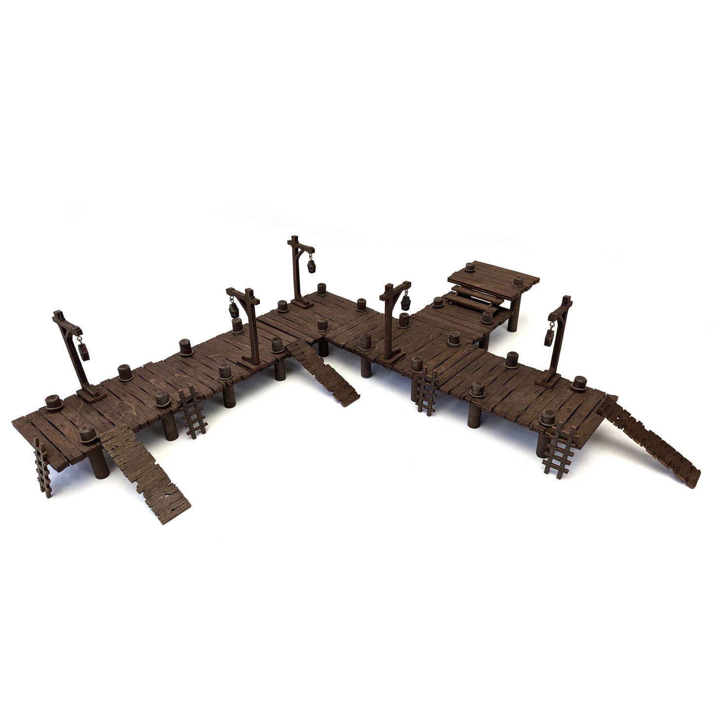 Rare Dock Terrain Bundle for TTRPGs | 6" Grid System, Height Adjustable | Docks, Gangplanks, Ladders and Street Lamps | D&D, Pathfinder