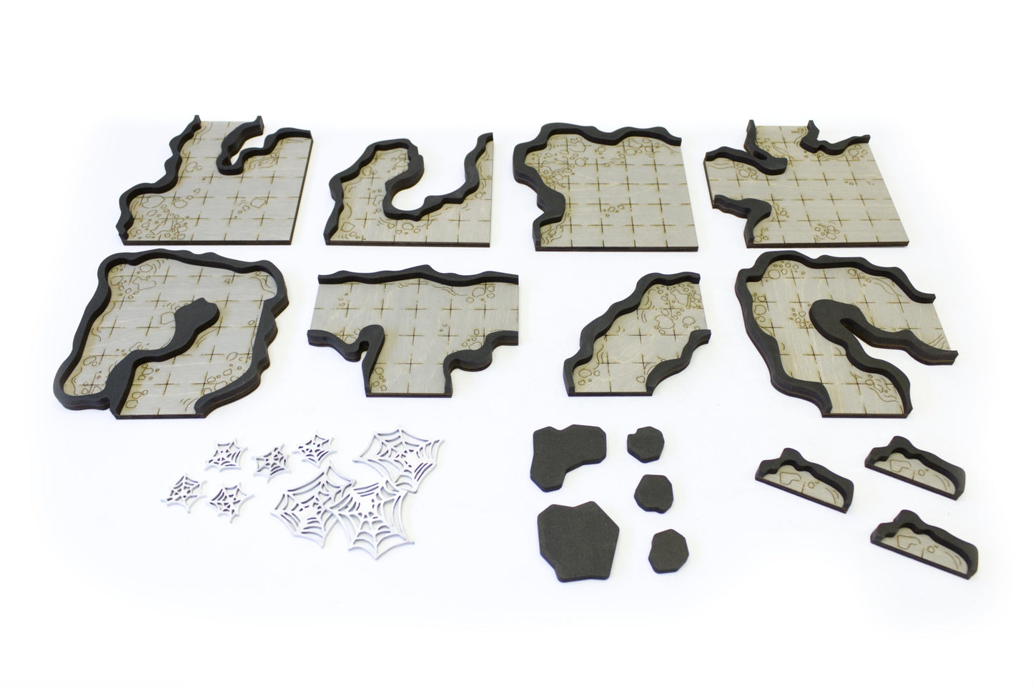Caverns Dungeon Tile Bundle | Starter Set | Wooden Dungeon Tiles | Finished, Ready for Use | Modular | for TTRPGs like D&D, Pathfinder