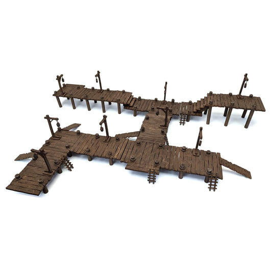 Very Rare Dock Terrain Bundle for TTRPGs | 6" Grid System, Height Adjustable | Docks, Gangplanks, Ladders and Street Lamps | D&D, Pathfinder
